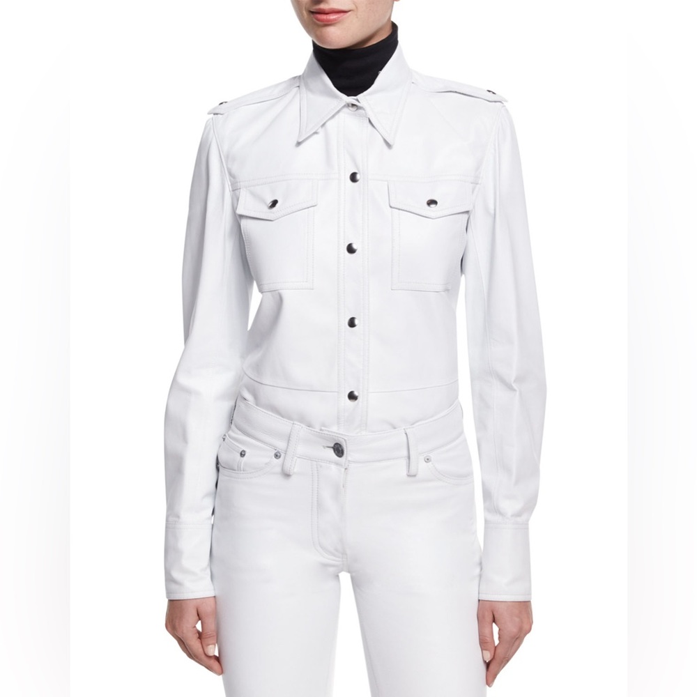 CK205W39NYC leather snapfront cowboy shirt. 
Size US6
